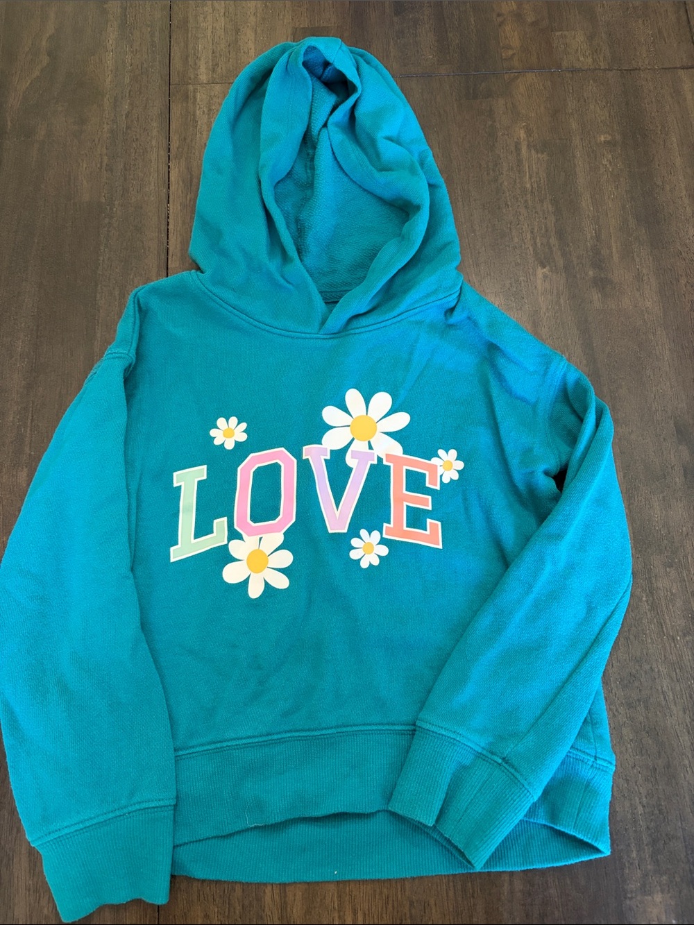 jumping beans Teal Hoodie with LOVE Daisy Graphic
